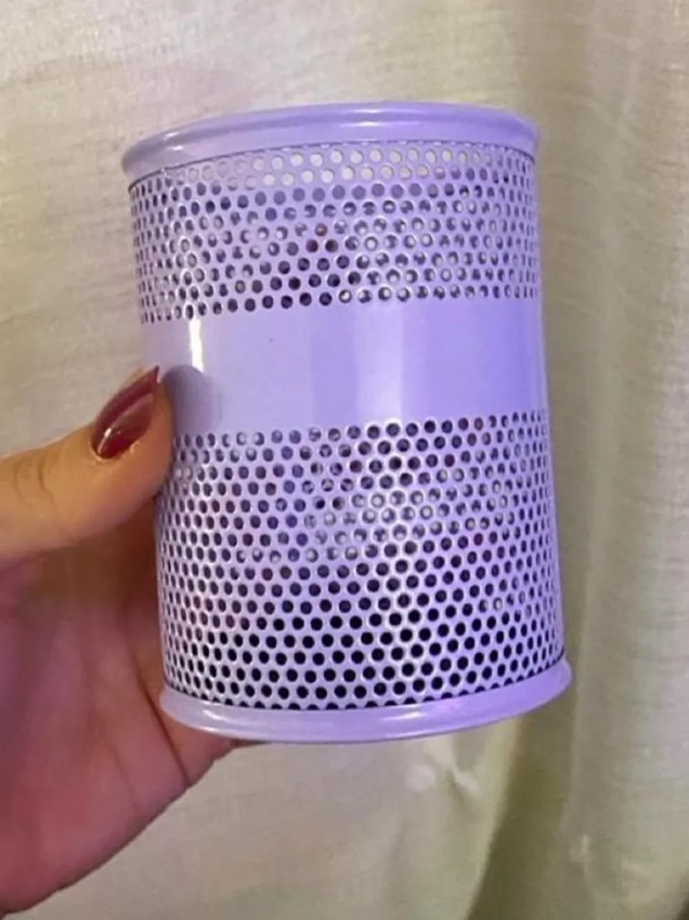 Lavender Purple Metal Mesh Makeup Brush Pen Organizer